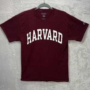 Champion Harvard Mens Medium Tee Maroon‎ Burgundy Collegiate Arch Logo T Shirt